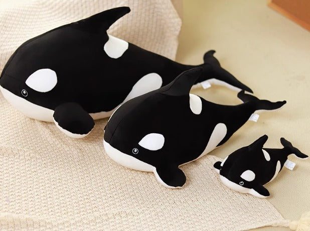 Black killer whale stuffed animal doll