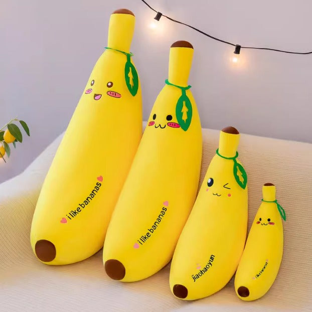 Cute smiling banana plush doll