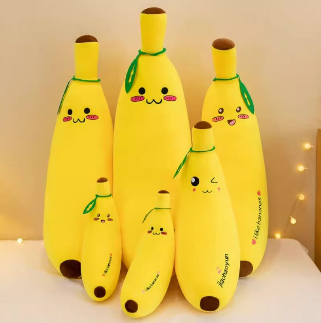Cute smiling banana plush doll
