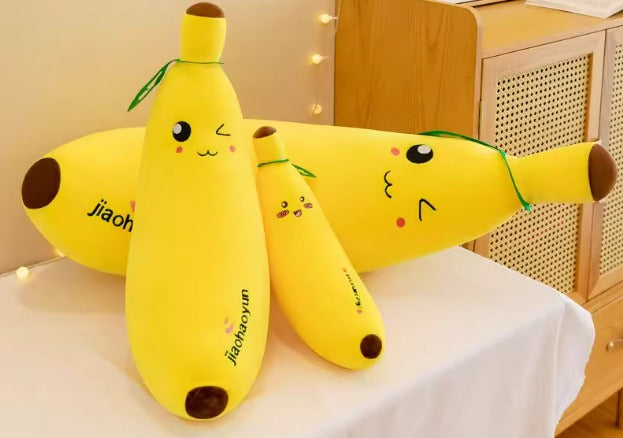 Cute smiling banana plush doll