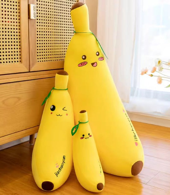 Cute smiling banana plush doll