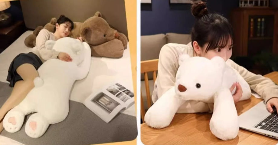 Cute stretching white teddy bear White 120 cm (Copy)