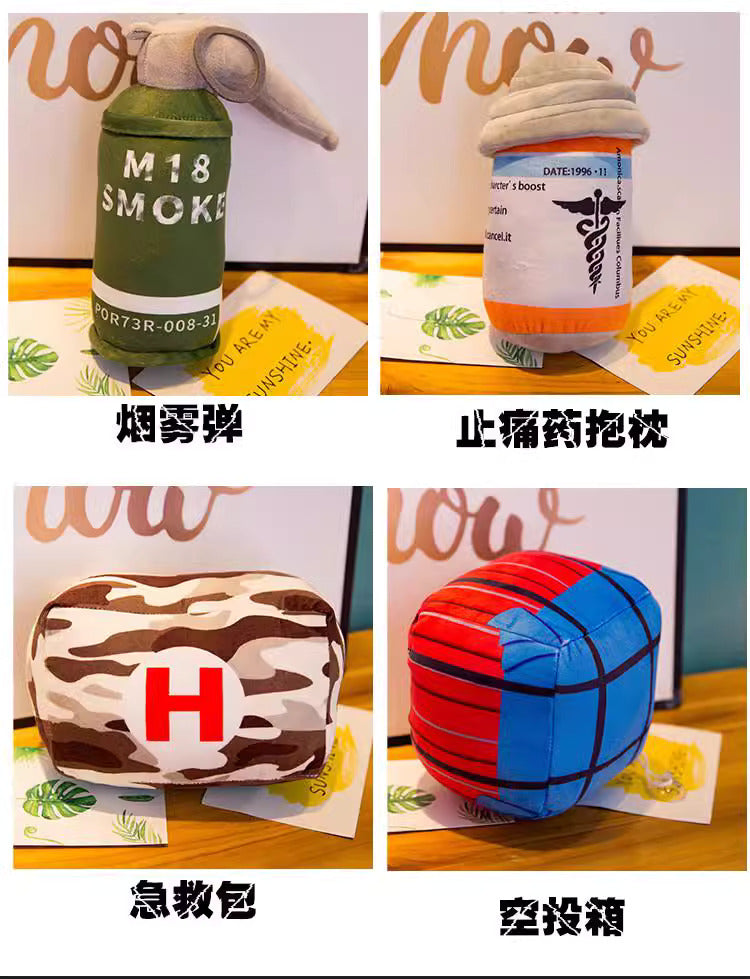 Different bottle stuffed pillows as a set