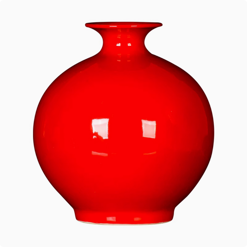 Jingdezhen Ceramic red or yellow vase with wider kiss opening