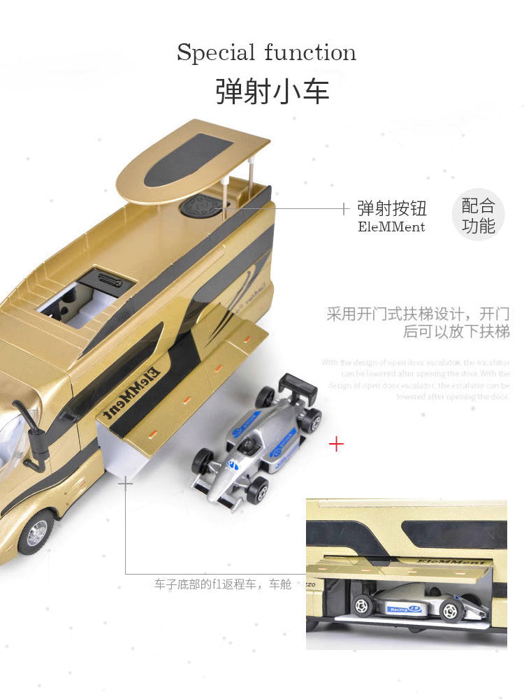 Large Alloy Luxury Bus Travel Truck Camping Car model