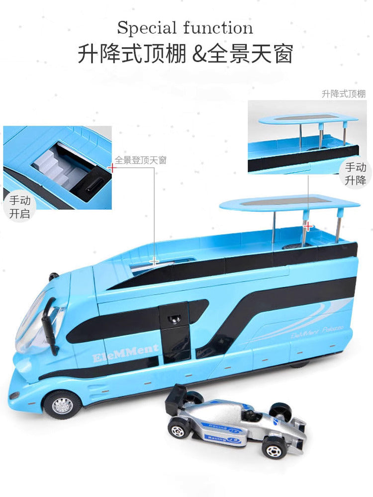 Large Alloy Luxury Bus Travel Truck Camping Car model