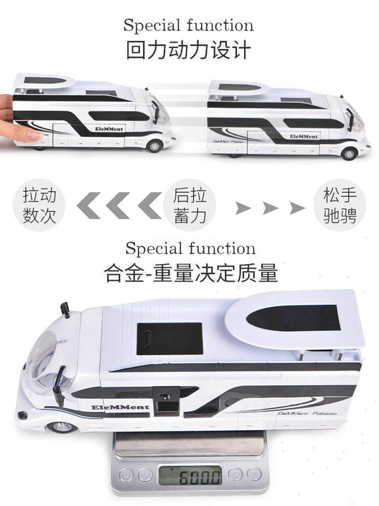 Large Alloy Luxury Bus Travel Truck Camping Car model