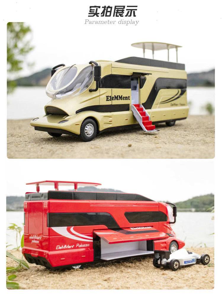 Large Alloy Luxury Bus Travel Truck Camping Car model