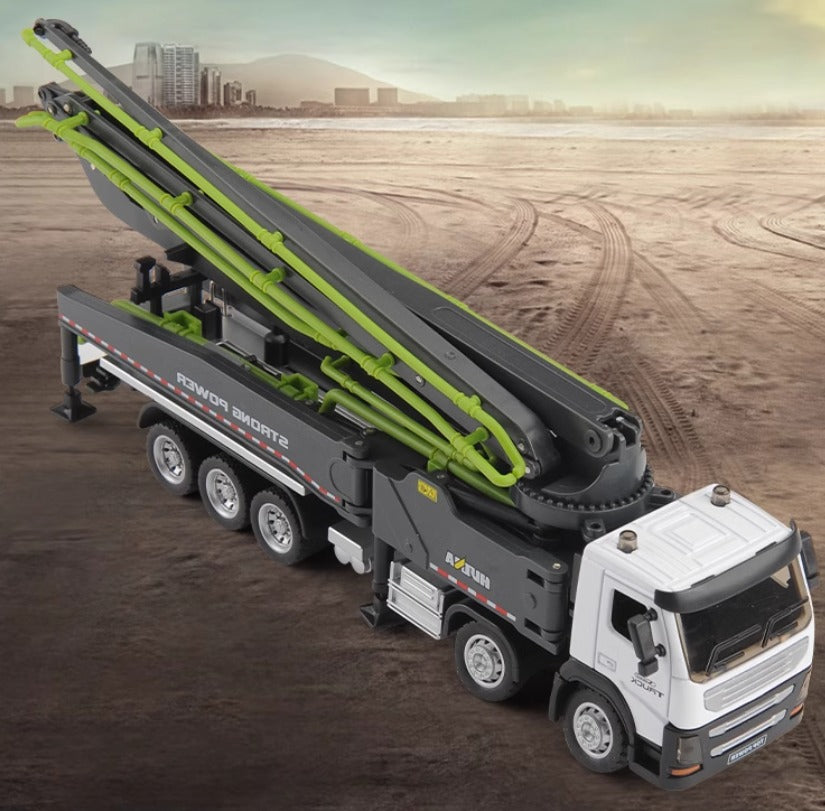 Large alloy cement pump truck model for kids