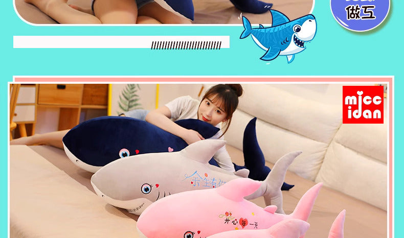 Smiling shark plush stuffed animal 130cm