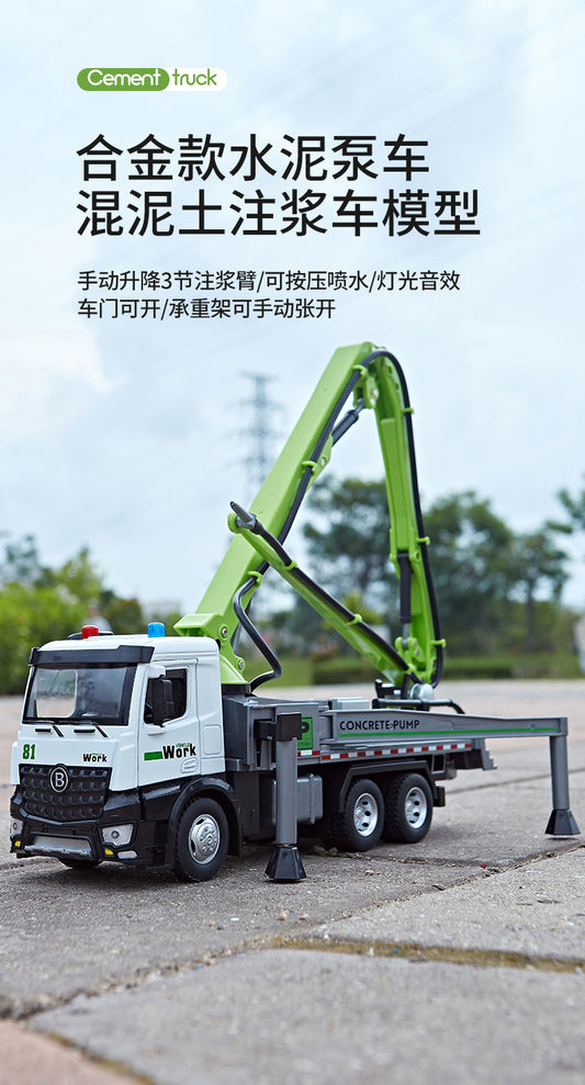Alloy concrete cement pump truck toy car model