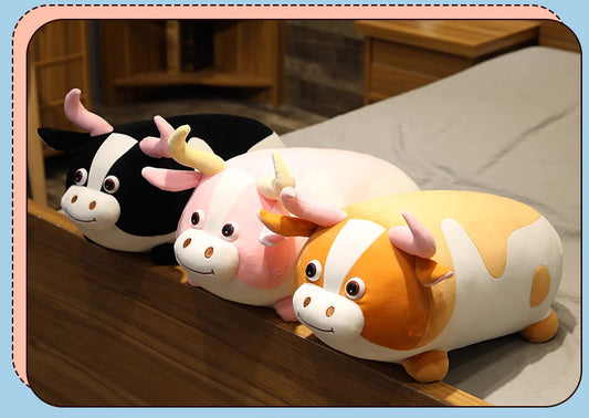 Cute round hot dog cow pillow