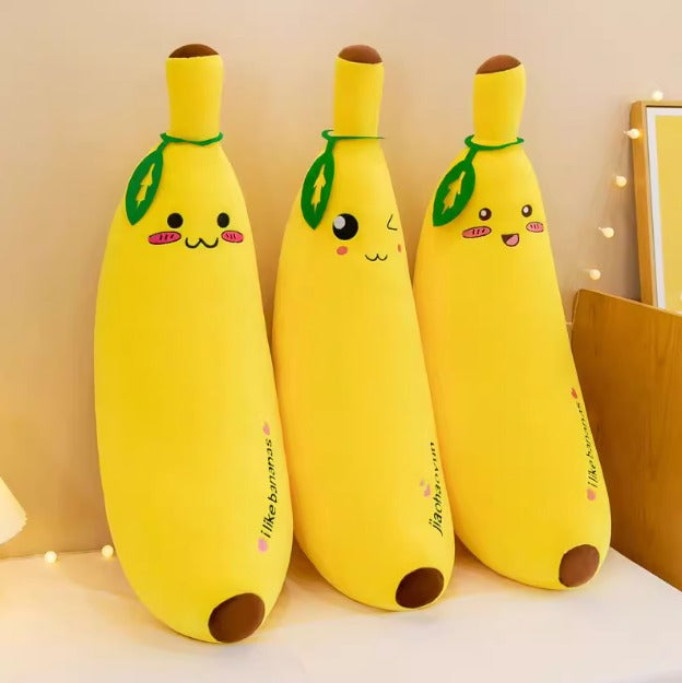 Cute smiling banana plush doll