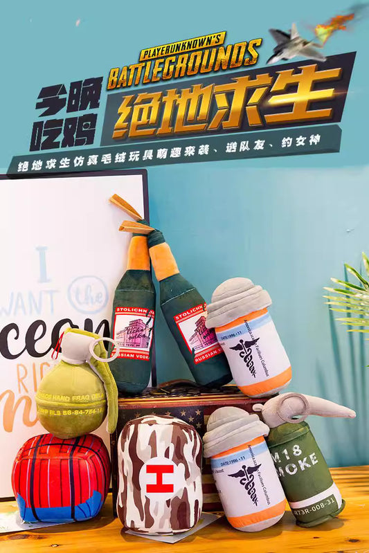 Different bottle stuffed pillows as a set