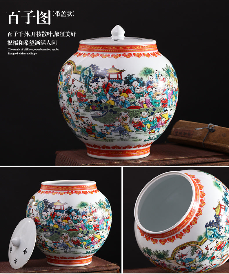 Jingdezhen Ceramic round vase with cool images