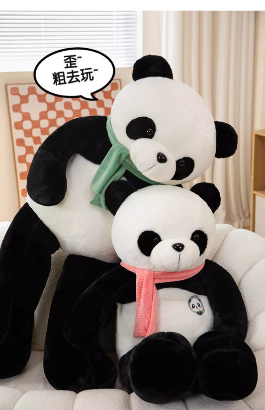 Lanky panda with scarf