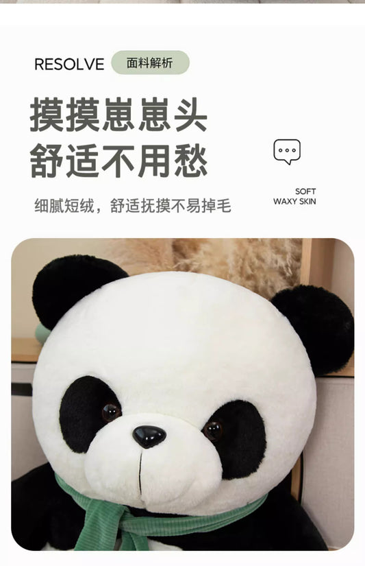 Lanky panda with scarf