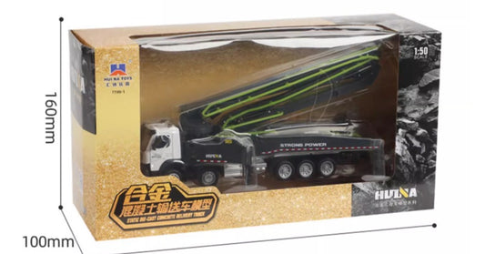 Large alloy cement pump truck model for kids