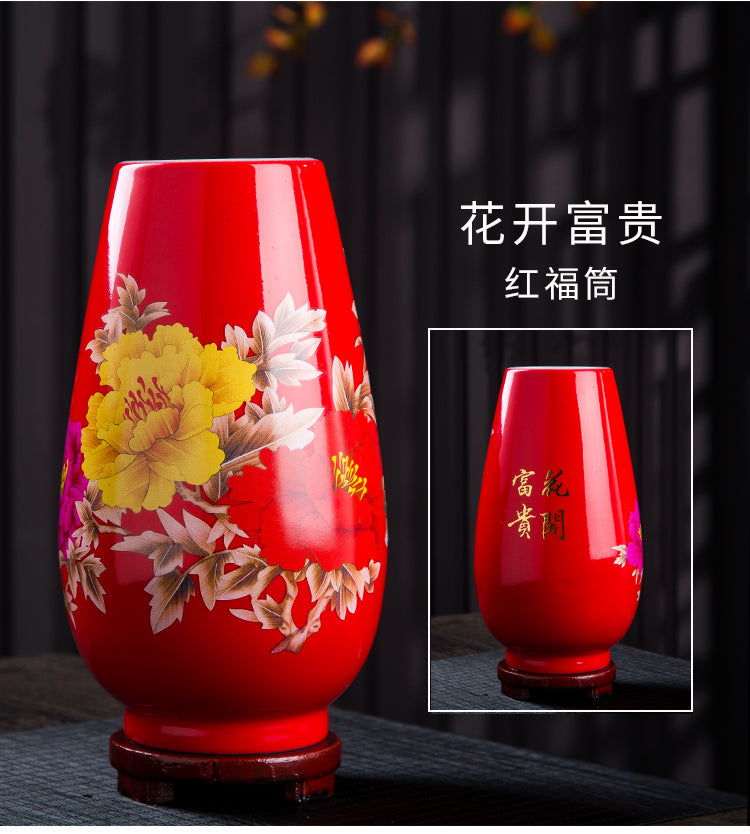 Nice ceramic blue vase with flowers tabletop vase