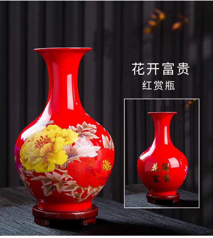 Nice ceramic blue vase with flowers tabletop vase