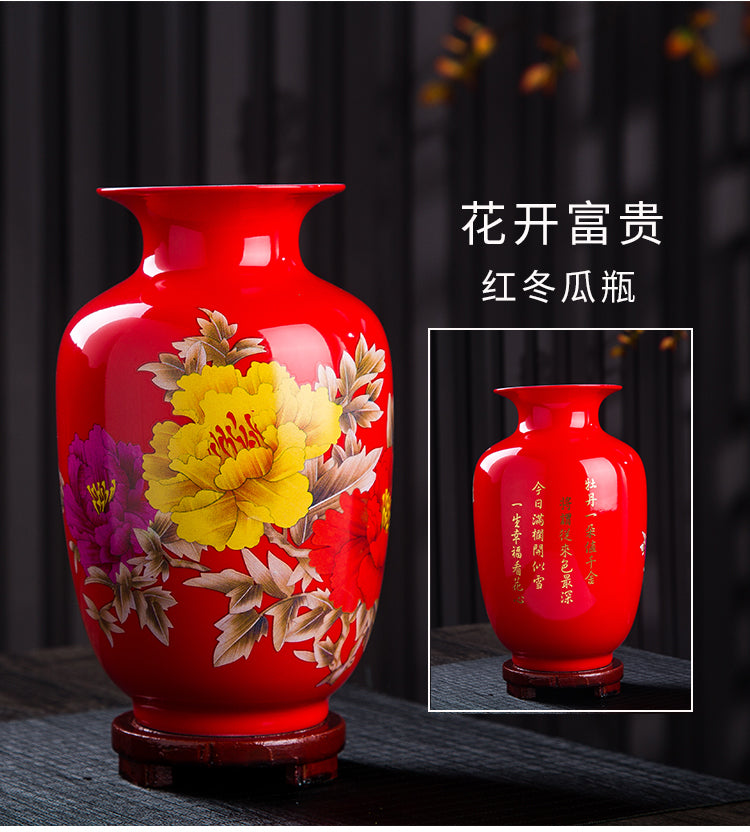 Nice ceramic blue vase with flowers tabletop vase